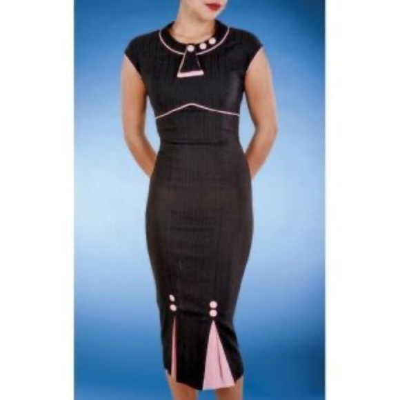 Stop Staring 30's Bombshell Dress, Black/Pink, XL, EUC - Picture 1 of 11